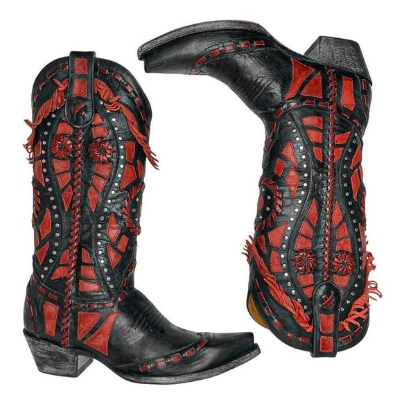 Old Gringo Rarames 13" High Calf Western Cowgirl Tall Red Fringe Boots Size 7.5 - Picture 7 of 10